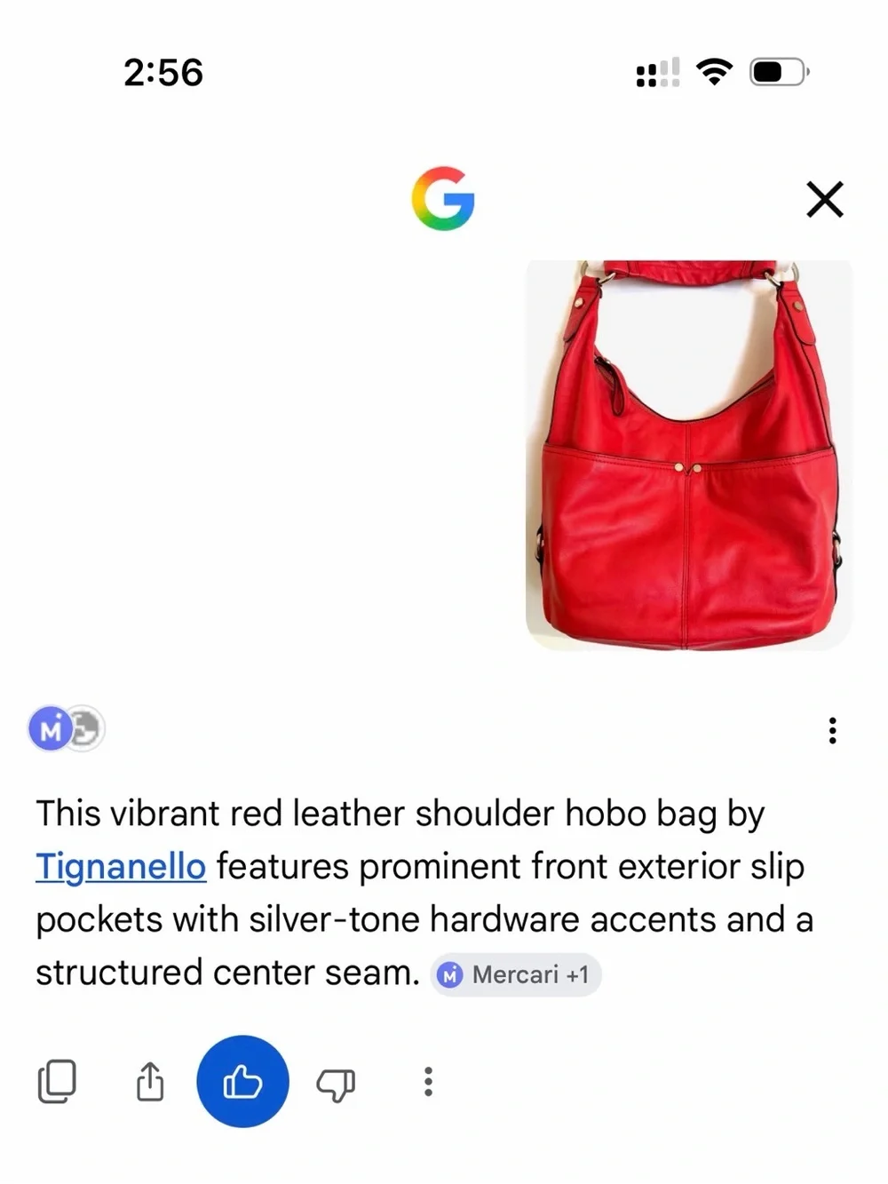 Tignanello Red Genuine Leather Hobo Shoulder Bag